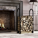 Fire Beauty Firewood Log Rack Adjustable Bracket Kit, Fireplace Wood Storage Holder,Black Powder,Coated Steel, Outdoor and Indoor(Adjustable)