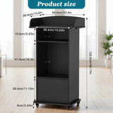 Podium Stand with Metal Wheels Wooden Lectern Podium Stand Portable Pulpit Standing with Storage Mobile
