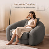 SICOTAS 49.9" Curved Convertible Sofa Couch Bed for Living Room Futon Cloud Boneless Sleeper Chair Pull Out Floor Couch with Deep Seat Single Foam Lounger No Assembly for Bedroom Apartment, Dark Grey