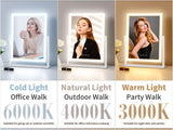 Lighted Vanity Mirror with Lights, Makeup Mirror with Light, 16.7"x 13.2",Three Color Lighting Modes and Dimmable Lighting, Smart Touch Control, 360°Rotation, for Vanity Desk Tabletop,Dressing Room
