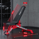 YOLEO Commercial Adjustable Weight Bench - MAX 2300LBS  Home Gym, Decline/Flat/Incline Bench Press 2.4" Thick Pad (6-Step Assembly) (Weight Bench Black)