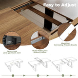 Rustic Extendable Dining Room Table for 8 10, 70.9" (86.6") x 31.5", Rectangular Dinner Table for 6-10, Mid Century Modern Expandable
