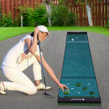 SAPLIZE Golf Pong Game Set, 20in x 10ft Indoor/Outdoor Putting Mat with Putter, Mirror, Cup, 4 Slope Wedges, Ball Bouncer & Roller Brush – Fun Golf Games Gift Idea