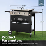 MFSTUDIO 27 Inch Flat Top Propane Gas Griddle Grill, Ceramic Coated Cast Iron Pan, Outdoor Flattop Grill with Lid for Cooking