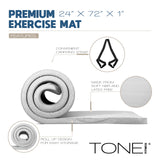 Tone Fitness Premium Extra Thick 1-Inch High Density Exercise Mat with Carry Strap – Non-Slip Workout, Pilates, and Yoga Mat for Home Gym - Color Gray - Wave Pattern