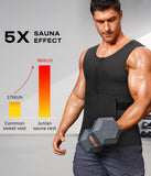 Junlan Sauna Suit for Men 2 in 1 Waist Trainer Sauna Shirt for Men Sweat Band for Stomach(Blue,Medium)