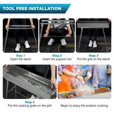 IRONWALLS Portable Charcoal Grills, 32" x 8" Stainless Steel Folded Camping Grill Kebab Skewer Barbecue Grill Kit for Garden Backyard Party Picnic Travel Home Outdoor Cooking Use