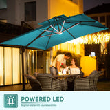 10 X 13 FT Cantilever Outdoor Patio Umbrella with LED Lights