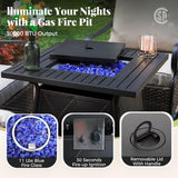 MIXPATIO 5-Piece Metal Patio Conversation Set, 28-Inch Fire Pit Table