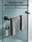 14.6 to 24 Inches No Drill Suction Cup Towel Bar for Shower Glass Door & Tile Wall, Stainless Steel Wall Mounted Towel Rack，Removable Bathroom Organizers & Storage for Renters Apartment (Matte Black)