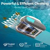 Pleco Pro Cordless Robotic Pool Cleaner, Smart Navigation, 210–240 Min Runtime, Wall Climbing & Waterline Cleaning, Up to 2691 Sq.Ft, Dual-Layer Filtration for Inground Pools(Obsidian White)