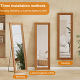 ZHUNFA Full Length Mirror,65x22 Inch Full Length Mirror Wall Mounted,Vertical Hanging,Leaning Standing for Bedroom,Living Room,Rectangular Wooden Frame,Walnut Color.