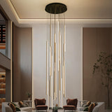 BESTWEST 138" Modern LED Chandelier, Clustered Led Pendant Light, 20-Lights Dimmable High Ceiling Large Hanging Lighting Fixture for Loft Villa Living Room Stairs Foyer (Black-110W-20 Lights)