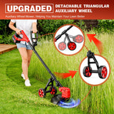 21V Electric Weed Wacker, Cordless String Trimmer with Battery and Charger, Weed Eaterr with 14" Cutting Width, Lawn Edger for Lawn, Garden, Yard(8Pcs Spool Line) (Red)