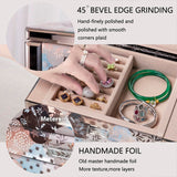 Homruilink High End Glass Jewelry Box for Women, 5 Layer, Geometric Floral