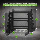 3-Tier Heavy Duty Dumbbell Rack, 1200 LBS Capacity,Double-Side Extension Holder for Dumbbells & Kettlebells Home Gym Storage Rack