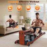 YOSUDA Water Rowing Machines for Home Use-Foldable Wooden Rower Machine 400LBS Weight Capacity with Dedicated Monitor & Bluetooth APP, Comfortable Seat (CLASSIC-22L Tank)