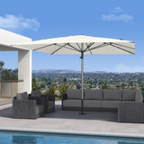 PURPLE LEAF Market Umbrella 11' x 11' Hotel Resort Semi Auto Lift, White