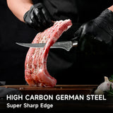 Sunnecko Professional BBQ Carving Knife Set, Slicing and Boning Knife for Meat Cutting,German High Carbon Stainless Steel Carving Knife for Meat and Turkey.