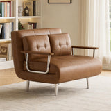 DinaiteEain 39.4" 3-in-1 Faux Leather Convertible Sofa Bed, Loveseat Brown