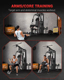 Garvee Home Gym Equipment Machine, Full Body Workout Machine with 150 LBS Weight Stack, Multifunctional All in One Exercise Station with Preacher Curl Pad, Leg Developer for Strength Training
