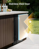 24 Inch Beverage Refrigerator, 180 Can Under Counter Fridge, Stainless Steel Beer Fridge (Black)