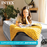 Intex 18" Inflatable King Air Mattress, Elevated Premium Comfort with Built-in Pump, Self-Inflating Portable Blow-Up Airbed for Guest Bed or Camping