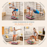 Lifepro Rumblex 4D Curved Vibration Plate Exercise Machine — Triple Motor, 7 Modes & 60 Speeds Vibrating Platform Machine — Full Body Vibration Plate for Lymphatic Drainage & at Home Workout