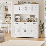 HOSTACK 71" Tall Kitchen Pantry Storage Cabinet, 55" W Kitchen Hutch, White