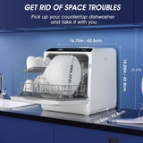 AIRMSEN Portable Countertop Dishwashers, 5 Washing Programs Mini Dishwashers with 5 L Built-in Water Tank and Double-layered Glass Door, No Hookup Needed for Home, Apartments & RVs