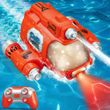 Hylukon Remote-Controlled Motorboat RC Submarine 2.4G Double Propeller Remote Control Boat with Light and Water Spray Function 360° Rotation Electric Boat Summer Teens Water Toys