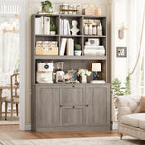 HIFIT 72'' Tall File Bookcase with Outlet & Printer Stand, 2 Filing Drawers