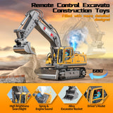 17CH Remote Control Excavator Construction Toy for Boys - 2400mAh RC Excavator Toy with Metal Shovel/Spray/Lights/Sounds, RC Digger Construction Vehicles Toys Excavator Toys Gift for Boys 8-12 Yr Old