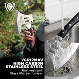 Dalstrong Meat Chopper Axe - 8 inch - Heavy-Duty Giftable Butcher Cleaver Knife - The Punisher - Gladiator Series Elite R - Black G10 Handle - Stand and Sheath