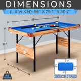 4.5ft Folding Pool Table, 55in Portable Foldable Billiards Game Table for Kids and Adults with Accessories SereneLife