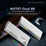 ZMX NUT87 Aluminum Custom Mechanical Keyboard,Hot-Swap Gasket Structure,Triple Mode 2.4G/Bt5.0/Wired,TKL 80% RGB Backlit 10000mAh Mechanical Keyboard for Game&Office,White-Knife