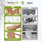 nevilywood Folding Adirondack Chairs Set of 4, HDPE Cup Holders, TeakBrown