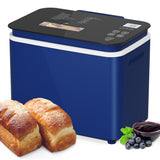 SUNVIVIPRO 21-in-1 Programmable Bread Machine, 2.2LB Break Maker with Nonstick Pan & Digital Touch Panel, 3 Loaf Sizes 3 Crust Color, Keep Warm & 15H Timer, Bread Making Kit & Breakfast Maker, Blue