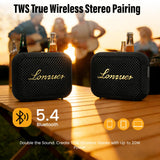 Lonzuer IP67 1 Meters Depth Waterproof Bluetooth Speaker, 10W Portable Wireless Shower Speaker with Handle, Loud Clear Sound Bass, 8H Playtime, Built-in Mic, for Beach Kayak Bike Outdoor Travel-Black