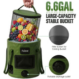 Portable Shower for Camping, 8000mAh Rechargeable Portable Camping Shower Pump with 6.6 Gallons Foldable Bucket, 5 Speed & LED Display,Rinse Kit Portable Outdoor Camping Travel Shower Head-Black