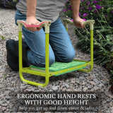 Garden Stool and Kneeler Set, Garden Seat and Kneeler Heavy Duty with 10" Wide Soft Kneeling Pad, Non-Slip Garden Bench