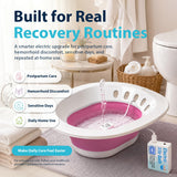 Pochik Electric Sitz Bath for Toilet Seat, Collapsible Portable Soaking Tub for Hemorrhoids and Postpartum Care, Automatic Flushing Sitz Bath Basin with Adjustable Flow - Magenta