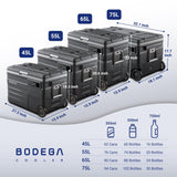BODEGACOOLER 12 Volt Car Refrigerator,58QT(55L) Car Fridge with Wheels,RV Portable Freezer Single Zone,with APP Control