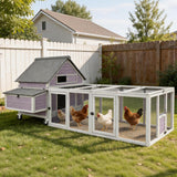 Extra Large Wooden Chicken Coop Outdoor Hen House with Run Nesting Box, Ventilated Window, Ramp, Poultry Cage Hen House for Backyard Farm