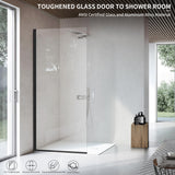 Xilewying Fixed Shower Glass Panel Semi-Framed Shower Door for Bathroom,34" W*74" L Single Shower Screen in Matte Black, 5/16"(8mm) Clear Tempered Glass with Frame Hardware Kit