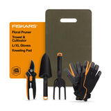 Flower Gardening Tool Set with Floral Pruner, Trowel, Cultivator, Garden Gloves, and Ultra-Light Kneeling Cushion for Outdoor Use