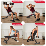 PASYOU Adjustable Foldable Weight Bench for Home Gym with 660LBS, Workout Bench for Incline Decline Flat Bench Press, Full Body Strength Training