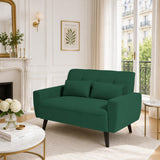 Jarenie 48" Small Loveseat Sofa, Mid Century Modern Love Seat Couch with Back Cushions and Plastic Legs, 2 Seater Couches for Living Room, Bedroom, Small Spaces, Green