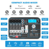 NBVOICE NBVPPS210DSP 10" 600W Professional Powered PA System with 99DSP Tech, 48V Phantom Power,8-Channel Mixer & Bluetooth 5.3,Tripods Included for DJ/Outdoor Events