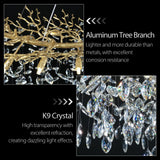 kvtinmty L55‘’ Rectangular Crystal Gold Chandelier, Modern Large Oval Tree Branch Crystal Chandeliers for Dining Room,16-Light Flush Mount K9 Crystal Chandeliers, for Kitchen Island,Dining Room